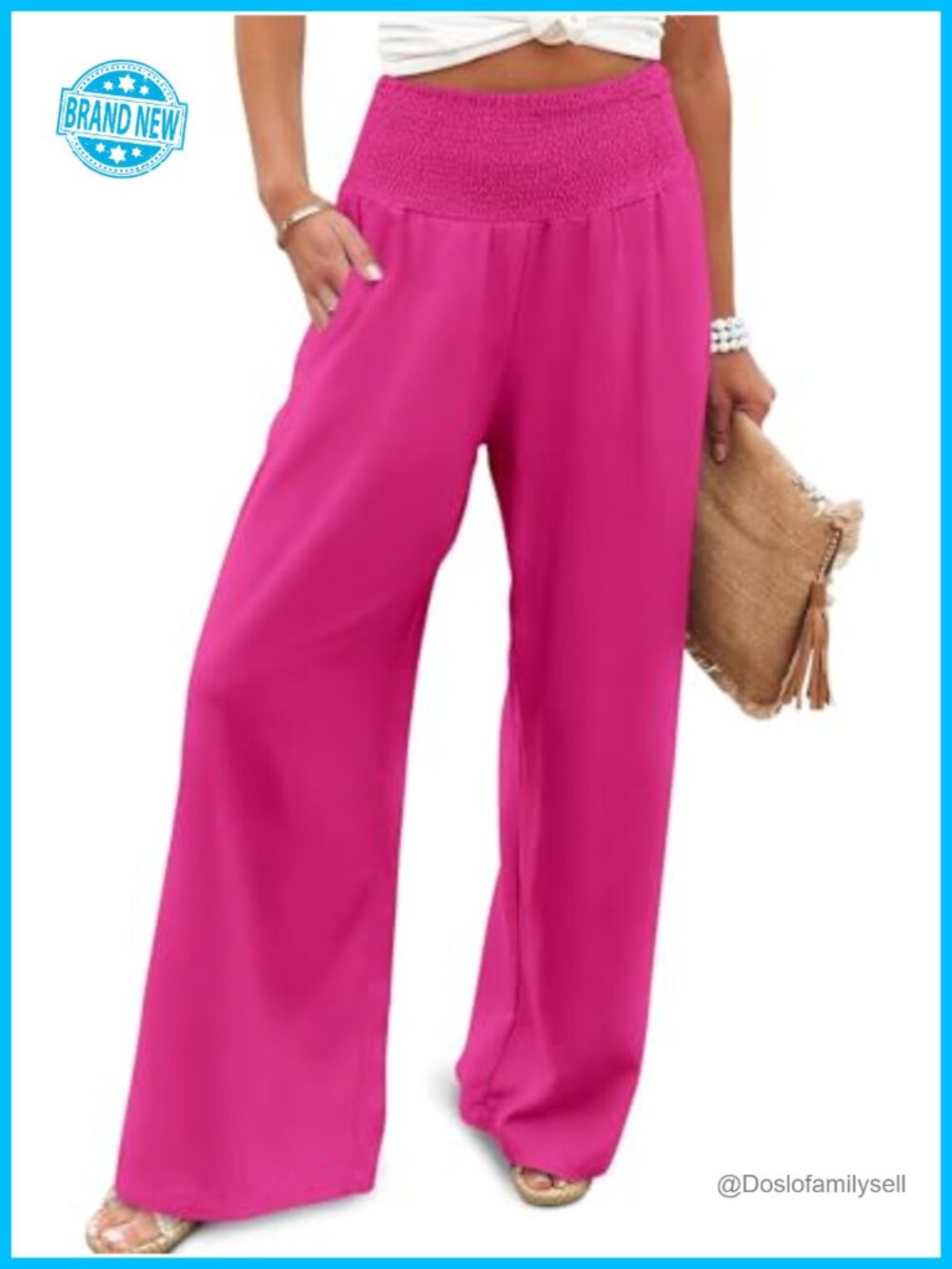 Womens Wide Leg Palazzo Pants High Waisted Flowy Casual Trousers